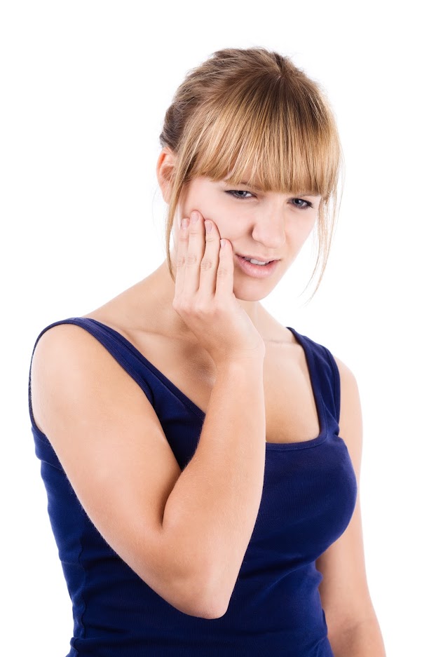 Woman with tooth sensitivity